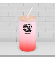 BK Gift İsimli Dad Tasarımlı Kırmızı Renk Pipetli Buzlu Cam Bardak 600ml - 6, Babaya Hediye, Doğum Günü Hediyesi