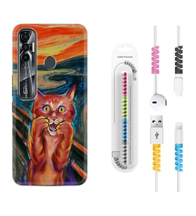 Tecno Spark 6 6 Go 8C 8 Pro 7 7 Pro Kılıf Kablo Koruma Spiral Silikon Tablo Cat 1788
