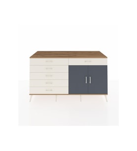 Kronos Konsol Tek Raflı 6 Çekmeceli 2 Kapaklı 176x59x99 Çam-Antrasit/Aytaşı