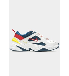 Nike M2K Tekno Leather Unisex Sneaker Hakiki Deri Spor Ayakkabı Beyaz Mavi Yükseklik 4cm