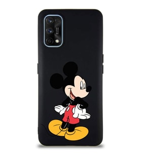 Realme 7 Pro Soft Premier Kapak Mickey Mouse-D Tasarımlı Silikon Kılıf - Siyah (Şeffaf)