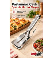 ByMyHand Paslanmaz Çelik Spatula Mutfak Servis Maşası Et Pişirme Maşası