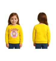 Unisex Labubu Baskılı Çocuk Swaetshirt 3 İplik Şardonlu (Sarı)