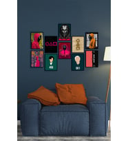 Çerçevesiz Çerçeve Görünümlü Squid Game Pano Sticker Film Mdf Tablo Seti  Squid Game
