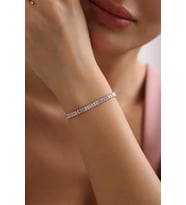 925 Ayar Gümüş Rose Kaplama Baget Taşlı Suyolu Model Bileklik