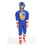 Life For Moda Erkek Çocuk Sonic Kaslı Kostüm - Sonic Kaslı Erkek Çocuk Kostümü (Mavi)