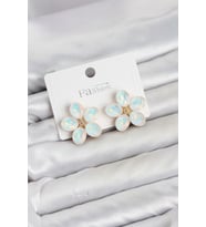 Beyaz Renk Kristal Taşlı Çiçek Model Kadın Küpe TJ-BKP11933