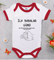 BK Kids İlk Babalar Günü Tasarımlı Kırmızı Bebek Body Zıbın-2