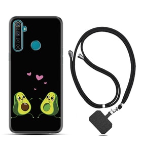 Realme 5i 5 Pro 6i 7 Pro 8 Kılıf Boyun Askılı Silikon Aşık Avokadolar 1642