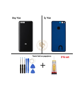Xiaomi Mi 6 Siyah Uyumlu Arka Kapak + Yapıştırıcı ve Vida Seti