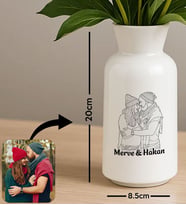 BK Gift Kişiye Özel Line Art Tasarımlı Seramik Vazo-2, Ev Hediyesi, Sevgiliye Hediye
