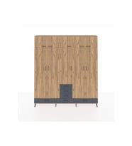 Arges Dolap 6 Raflı 6 Çekmeceli 4 Askılı 220x30x243 Çam-Çam/Antrasit