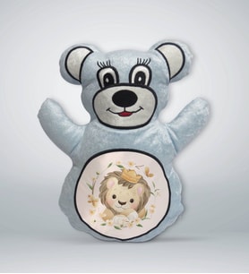 BK Gift Sevimli Aslan Tasarımlı Mavi Ayıcık Yastık-2