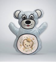 BK Gift Sevimli Aslan Tasarımlı Mavi Ayıcık Yastık-2