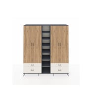 Hyperion Dolap 12 Raflı 4 Çekmeceli 2 Askılı 220x44x243 Antrasit-Çam/Aytaşı
