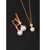 İNCİ KOLYE VE KÜPE SETİ 925 Ayar Gümüş Set
