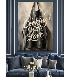 Cooking With Love Mutfak Önlüğü Dekoratif Kanvas - Mdf Ahşap Tablo