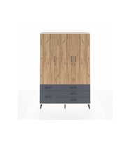 Arges Dolap 5 Raflı 5 Çekmeceli Tek Askılı 132x30x195 Aytaşı-Çam/Antrasit