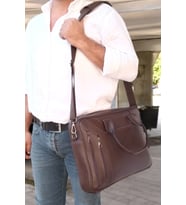 Lederax Hakiki Deri Evrak Portföy Laptop Çantası LD493 (Kahverengi)