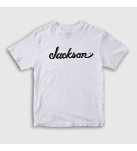 Presmono Unisex Çocuk Beyaz Logo Jackson Hediye Gitar T-Shirt 544039tt (Beyaz)
