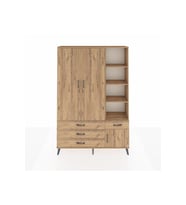 Arges Gardrop 5 Raflı 4 Çekmeceli Tek Askılı 132x30x195 Çam-Çam