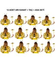 Okul Gösterileri için Arı Seti 12 Adet - Taç, Kanat, Asa