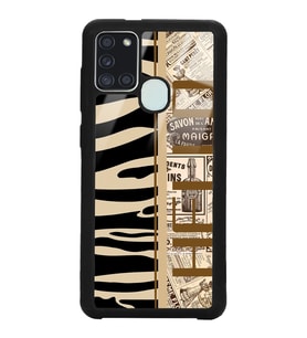 Samsung A21s Uyumlu Zebra Gazete Tasarımlı Glossy Telefon Kılıfı