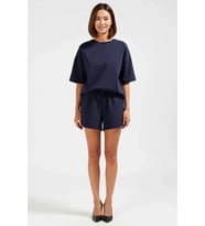 Kadın Büyük Beden Oversize T Shirt Şort Takım Bisiklet Yaka Kısa Kol Cepli Rahat Kesim Günlük Modern