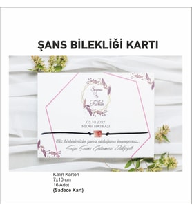 Kına Bride To Be Nişan Düğün Hediyelik Şans Bilekliği Kartı 16 Adet Kart
