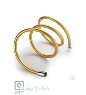 QNİAY Pvc Kaplama Spiral Duş Hortumu (gold) Kırılmaz Kopmaz Banyo Duş Hortumu