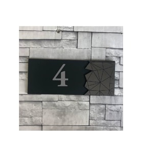 Modern Yazılı Dekoratif Aynalı Füme Kapı Numarası - 4