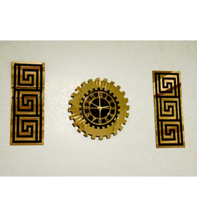 DEKORATİF 3D KABARTMA EFEKLİ SAAT 40 CM  2 ADET TERS YAN GEOMETRİK TABLO 20 X 50 CM  GÜNEŞ MODEL AYNALI PLEKSİ DUVAR SAATİ
