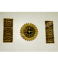 DEKORATİF 3D KABARTMA EFEKLİ SAAT 40 CM  2 ADET TERS YAN GEOMETRİK TABLO 20 X 50 CM  GÜNEŞ MODEL AYNALI PLEKSİ DUVAR SAATİ