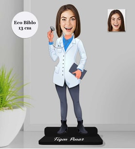 Kişiye Özel Doktor Kadın Ahşap Eco Biblo -3