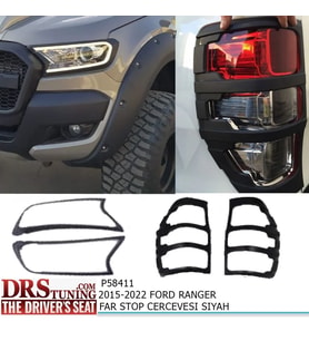 Ford Ranger 2015-2020 Far Ve Stop Çerçevesi Kaplama Siyah