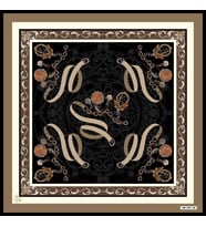 Kemer Zincirli Desen Black Seri Twill Eşarp Eşarp Askısı ile Birlikte 90x90 cm S