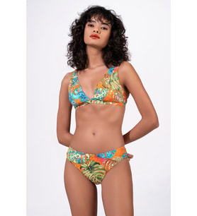 Endeep Kadın Ayarlanabilir Askılı Desenli Toparlayıcı Bikini Takımı (Turuncu)