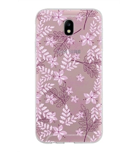Samsung Galaxy J7 Pro Kapak Floral Pudra Tasarımlı Şeffaf Silikon Kılıf