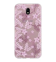 Samsung Galaxy J7 Pro Kapak Floral Pudra Tasarımlı Şeffaf Silikon Kılıf