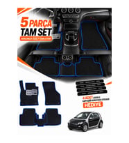 SMART FORFOUR (2004-2006) Uyumlu EVA Oto Paspas Metal Topukluklu Havuzlu 5 Parça Siyah-Mavi