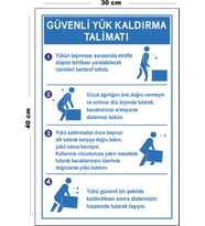 Metal Güvenli Yük Kaldırma Talimatı 30 cm x 40 cm A3 Büyüklüğünde Uyarı Levhası Yönlendirme Tabelası