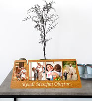 Kişiye Özel 4 Fotoğraflı Canım Annem Tasarımlı Ahşap Kolaj Masaüstü Çerçeve