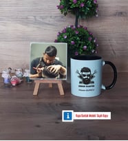 Erkek Kuaförü Fotoğraflı Dekoratif Taş, Kupa Bardak Beyaz Hediye (Model 11)
