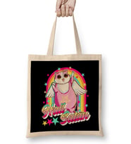 Cute Hail Satan Cat Rainbow Kitty Heavy Metal Bez Çanta Uzun Saplı