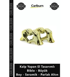 Özel Üretim Modern Estetik Gold Kalp Yapan El Tasarımlı Biblo Büyük Boy Seramik Parlak Altın