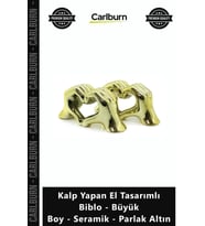 Özel Üretim Modern Estetik Gold Kalp Yapan El Tasarımlı Biblo Büyük Boy Seramik Parlak Altın
