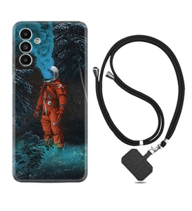 Samsung A23 A31 A32 A50 A51 A52 A53 A70 Kılıf Boyun Askılı Silikon Astronot Smoke 1769