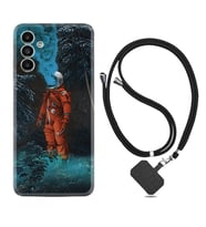 Samsung A23 A31 A32 A50 A51 A52 A53 A70 Kılıf Boyun Askılı Silikon Astronot Smoke 1769