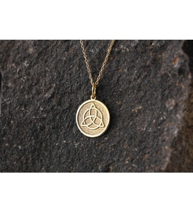 14 Ayar Katı Altın Kaplama Triquetra Kolye, Kişiye Özel Triquetra Kolye