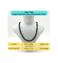 SERTİFİKALI Kan Taşı Doğal Taş 6mm Makrome Kolye 45cm- 55cm Ayarlanabilir Ölçü
